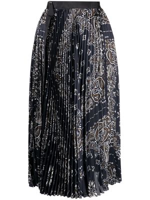 sacai bandana-print pleated skirt - Black