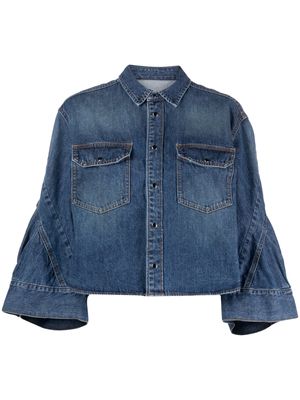 sacai bell-sleeve cropped denim jacket - Blue
