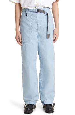 Sacai Belted Cotton Canvas Pants in Light Blue