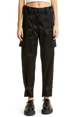 Sacai Belted Cotton Cargo Pants in Black