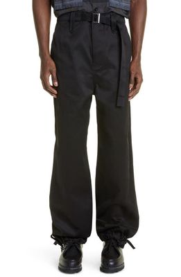 Sacai Belted Cotton Chino Pants in Black
