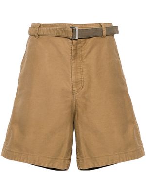 sacai belted cotton wide-leg shorts - Brown