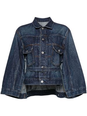 sacai belted denim cape - Blue