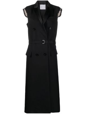 sacai belted double-breasted coat - Black