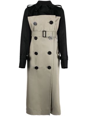 sacai belted double-breasted trench coat - Black