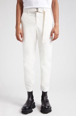 Sacai Belted Matte Taffeta Pants in Off White