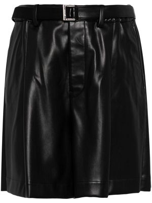 sacai belted pleated shorts - Black