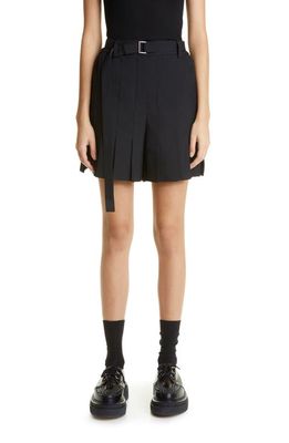 Sacai Belted Pleated Suiting Shorts in Black