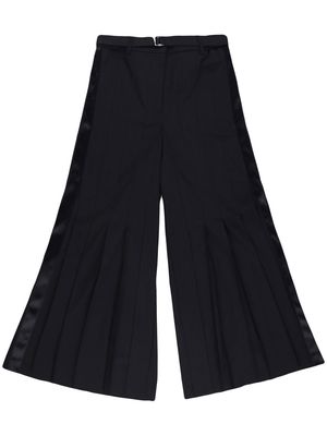 sacai belted pleated wide-leg trousers - Black