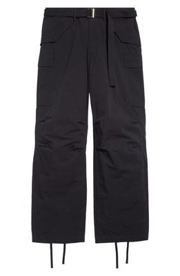 Sacai Belted Ripstop Cargo Pants in Black