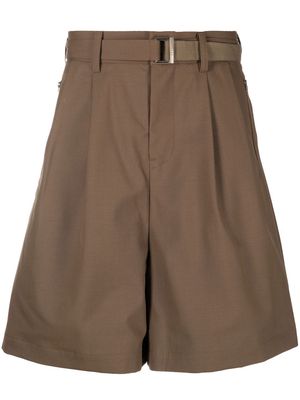 sacai belted tailored shorts - Green