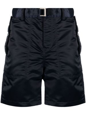 sacai belted-waist bermuda shorts - Blue