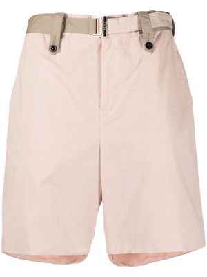 sacai belted-waist bermuda shorts - Pink