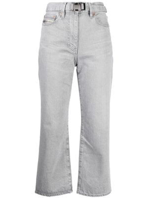 sacai belted-waist cropped trousers - Grey