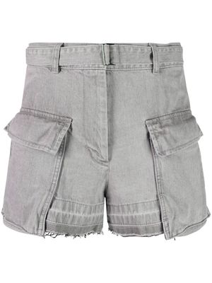 sacai belted-waist high-waisted shorts - Grey