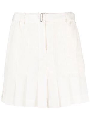 sacai belted-waist pleated shorts - White