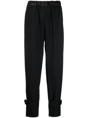 sacai belted-waist tapered trousers - Black