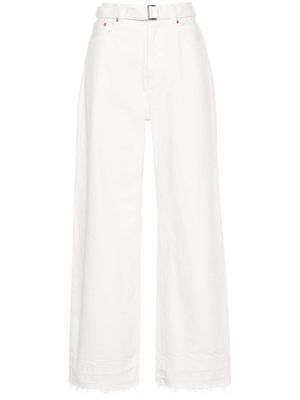 sacai belted wide jeans - White