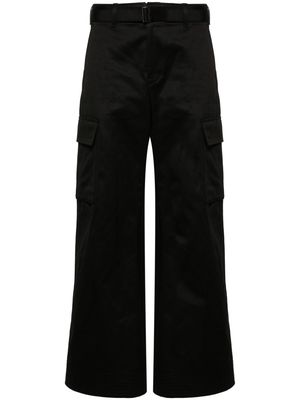 sacai belted wide-leg cargo trousers - Black
