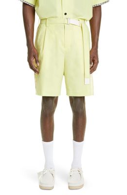 Sacai Belted Wide Leg Suiting Shorts in Yellow