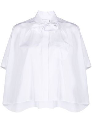 sacai bow-detail cropped shirt - White