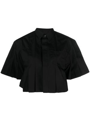 sacai box-pleat detail cropped shirt - Black