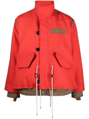 sacai button-fasten high-neck jacket - Red