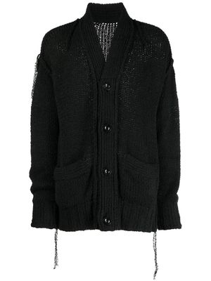 sacai button-fastening knitted cotton cardigan - Black