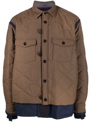 sacai button-up quilted jacket - Green