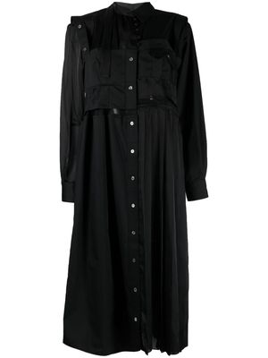 sacai buttoned long-sleeve midi dress - Black