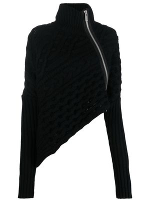 sacai cable-knit asymmetric-hem jumper - Black