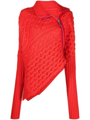 sacai cable-knit asymmetric jumper - Red
