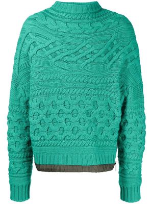 sacai cable-knit wool-blend jumper - Green
