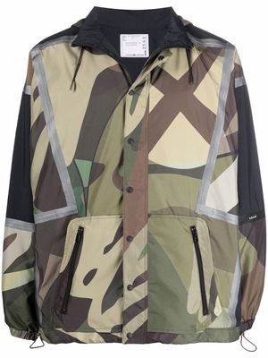 sacai camoflauge bonded-seam lightweight jacket - Green