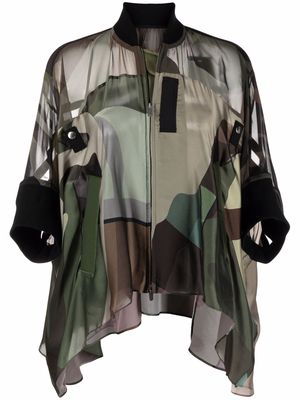 sacai camouflage-print draped jacket - Green