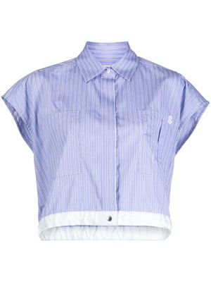 sacai cap-sleeve cropped shirt - Blue