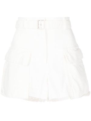 sacai cargo-pocket belted shorts - White