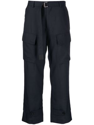 sacai cargo-pocket buckle-fastening trousers - Blue