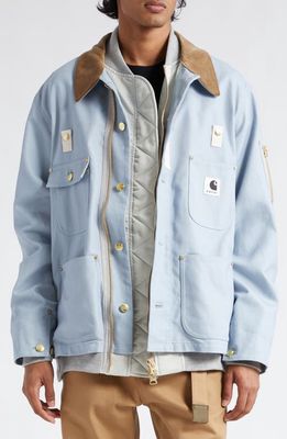 Sacai Carharrt WIP Canvas Chore & MA-1 Jacket in L/Blue