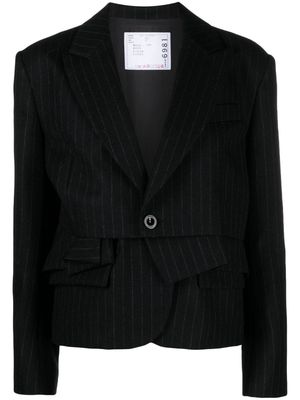 sacai Chalk pinstriped wool blazer - Black