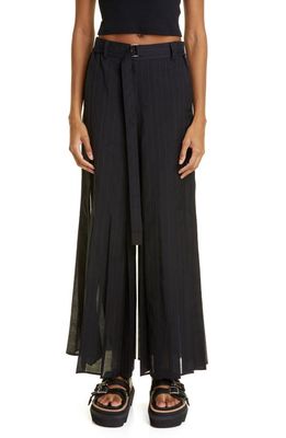 Sacai Chalk Stripe Pleated Ankle Pants in Navy