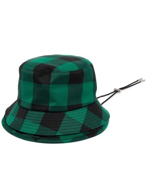 sacai check-pattern logo-print bucket hat - Green