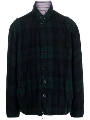 sacai checked reversible wool jacket - Green