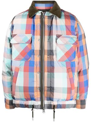 sacai checkered padded shirt jacket - Blue