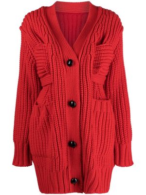 sacai chunky-knit wool cardigan - Red