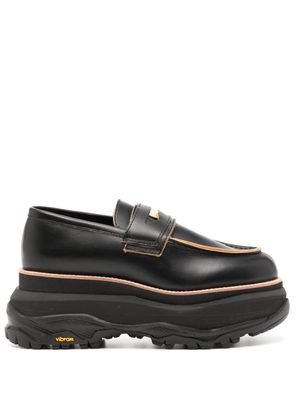 sacai coin-detail leather loafers - Black