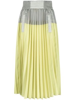 sacai colour-block pleated dress - Yellow