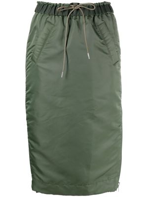 sacai concealed pleated-panel midi skirt - Green