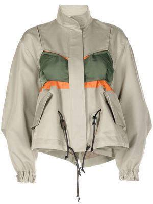 sacai contrast-detail safari jacket - Green