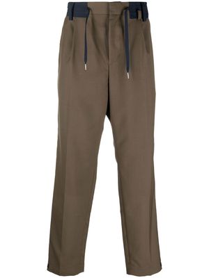 sacai contrast-trim drawstring suit trousers - Brown